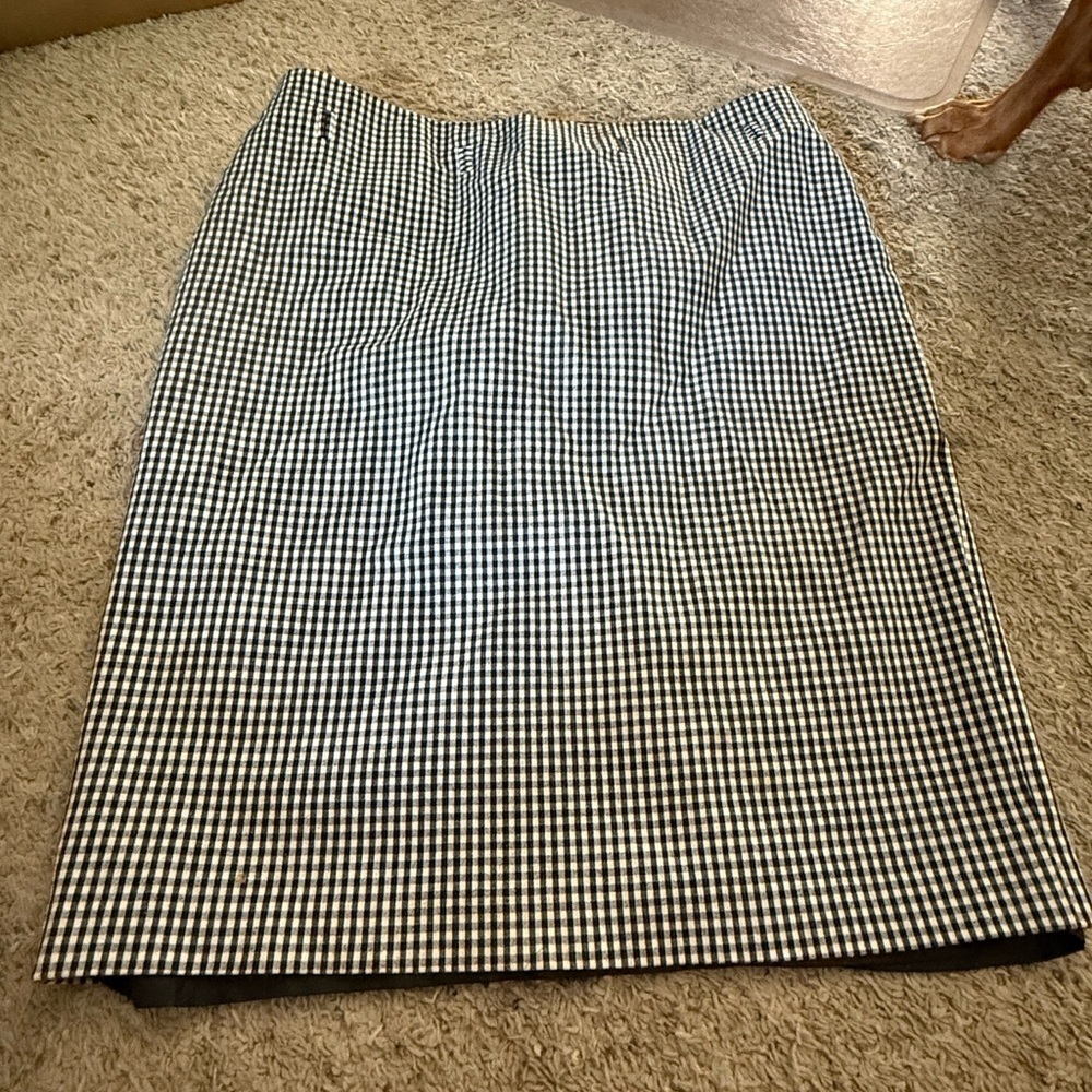 Kenar Black and White Gingham Pencil Skirt